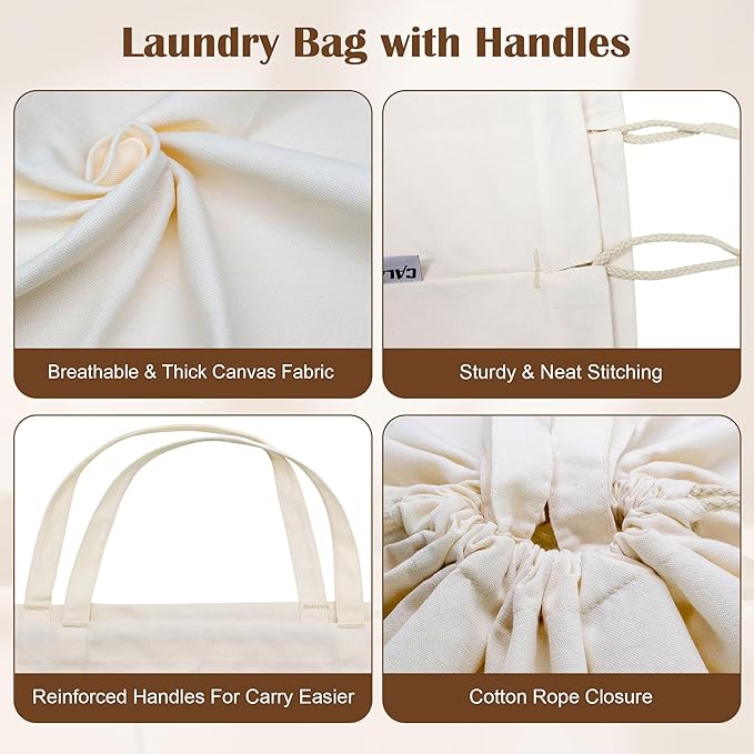 Canvas Laundry Bag 40"W x 35"H, Thick Laundry Bag - Image 4