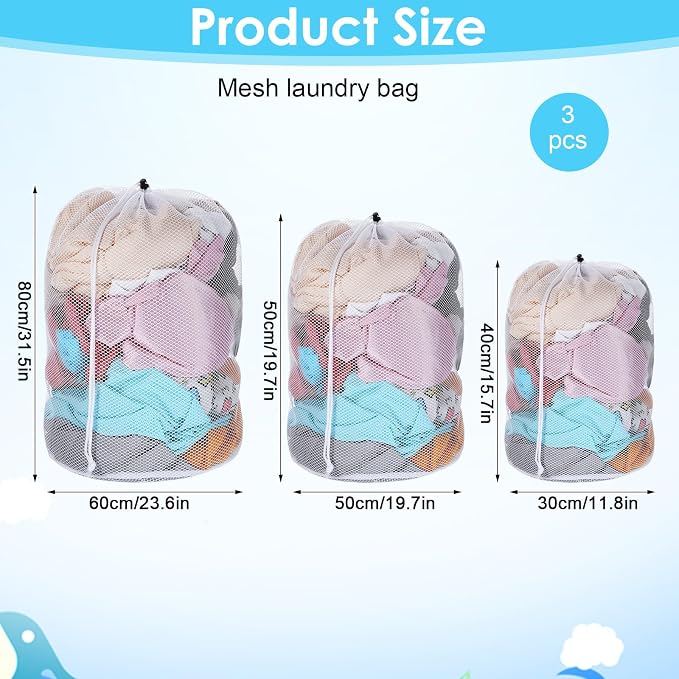 Thinp 3 Pcs Mesh Laundry Bags - Image 2