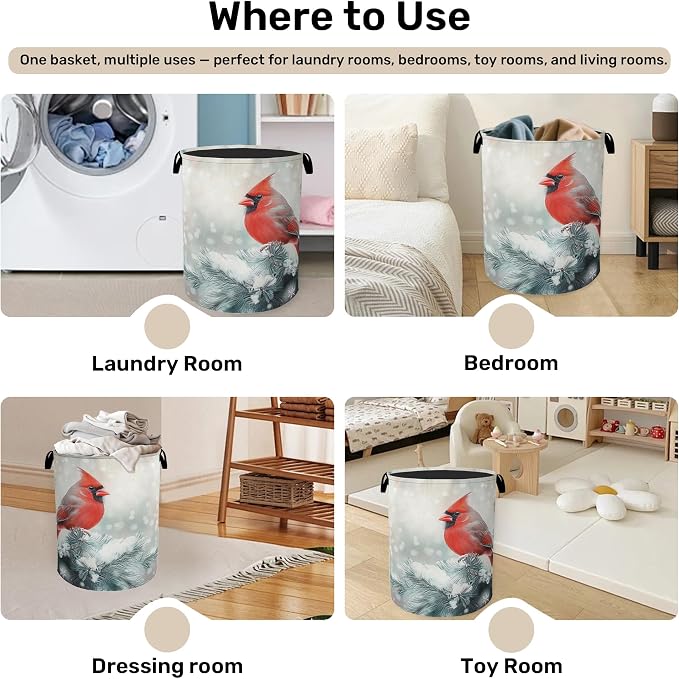 Red Cardinal Foldable Laundry Hamper - Image 4