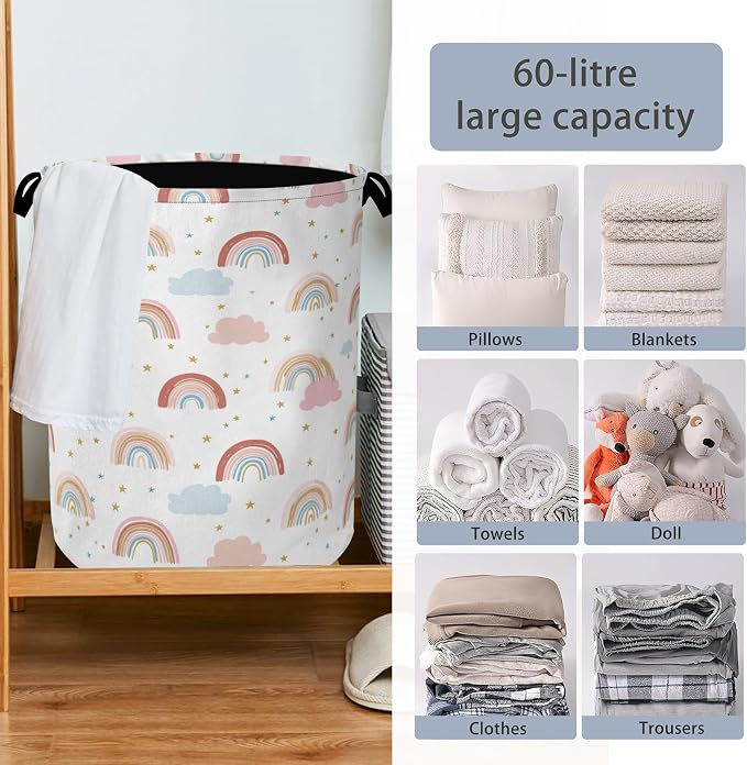 Rainbow Laundry Hamper, Stars Dirty Clothes Laundry Basket - Image 6
