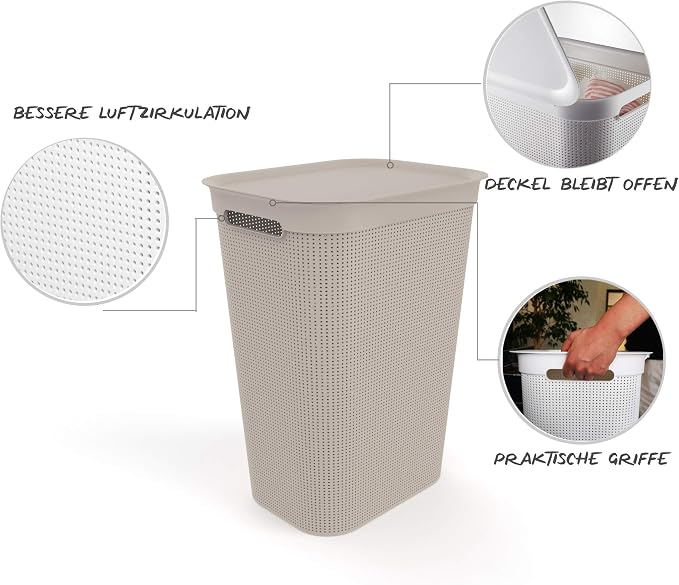 Rotho, Laundry collector 50 l, Plastic BPA-free, anthracite - Image 3