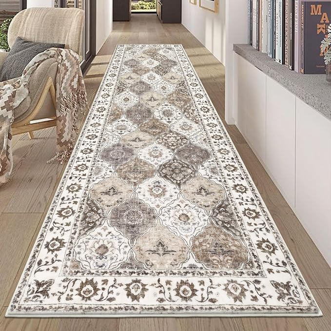 HEBE Hallway Runner Rug 2'8''x8' Washable Vintage Distressed Area Rugs Non Slip by HEBE