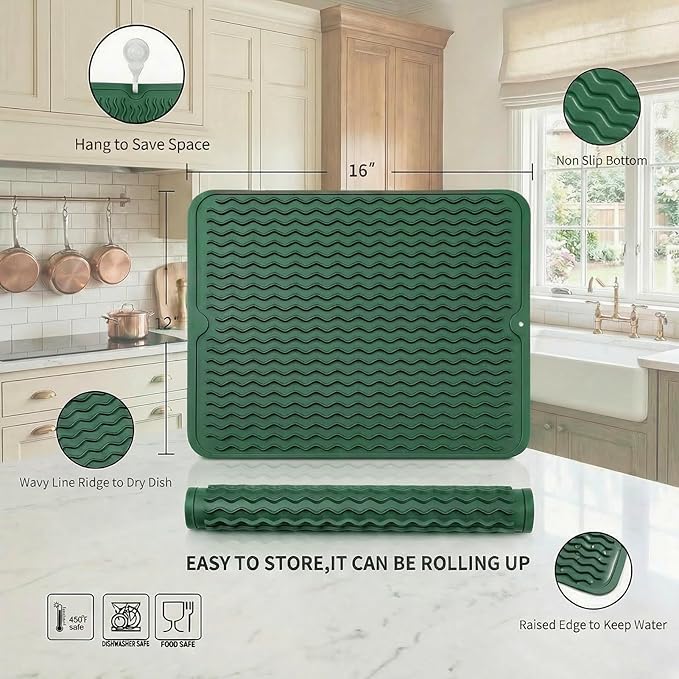 Silicone Dish Drying Mat for Multiple Usage, Easy clean, Eco-friendly, - Image 2