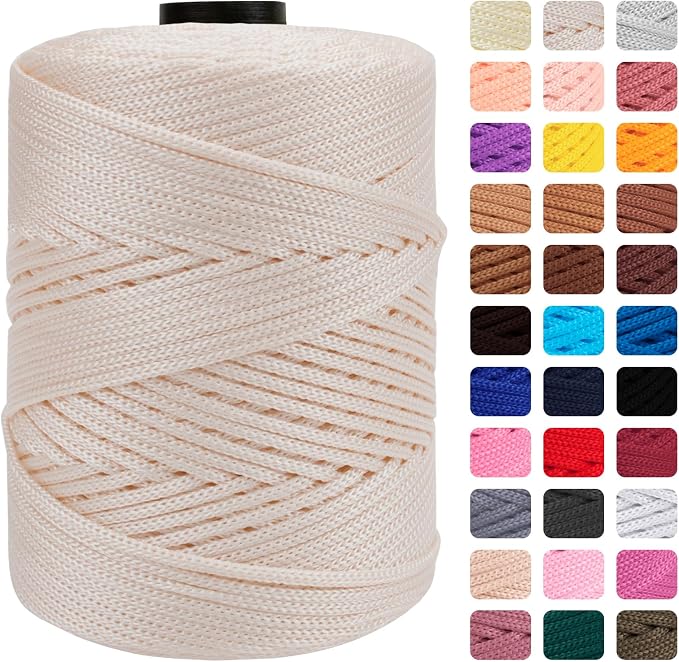 CAMAL Polypropylene Cord 3mm 185 Yards Colorful Polyester Yarn Handmade by CAMAL