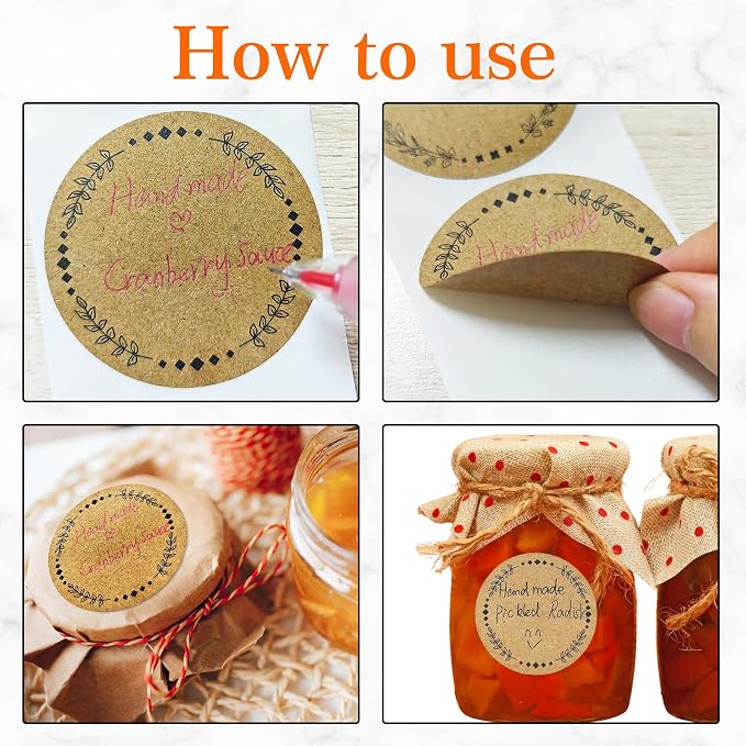 500Pcs 2 Inch Canning Jar Labels, Blank Kraft Stickers - Image 3
