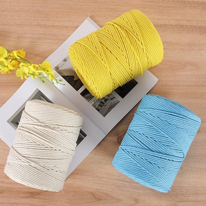 Macrame Cord 4mm x 328yd | 100% Natural Cotton Macrame Rope | 4 Strand Twisted - Image 7