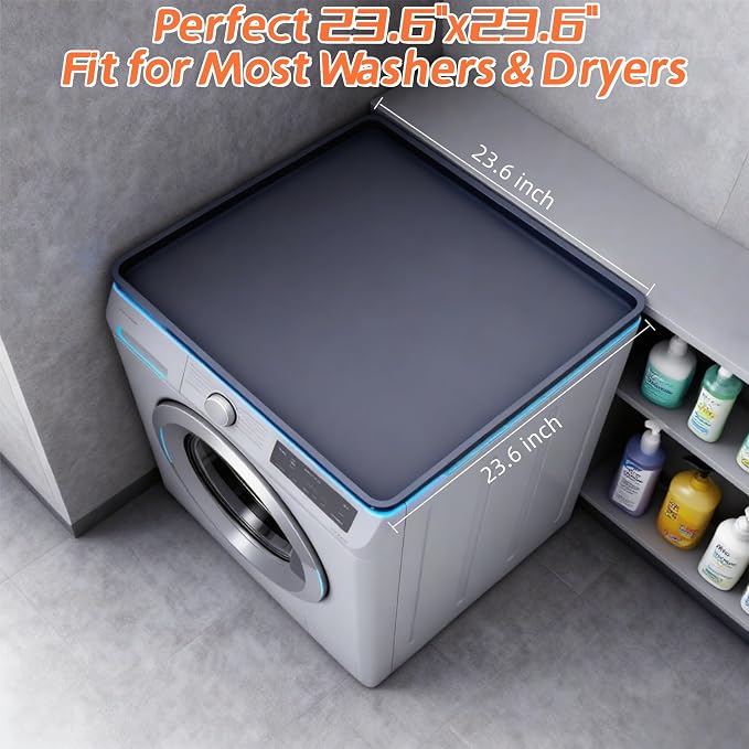 Silicone Mat for Washing Machine, 23.6 x 23.6 Inch Non-Slip Silicone Mat Drip - Image 2