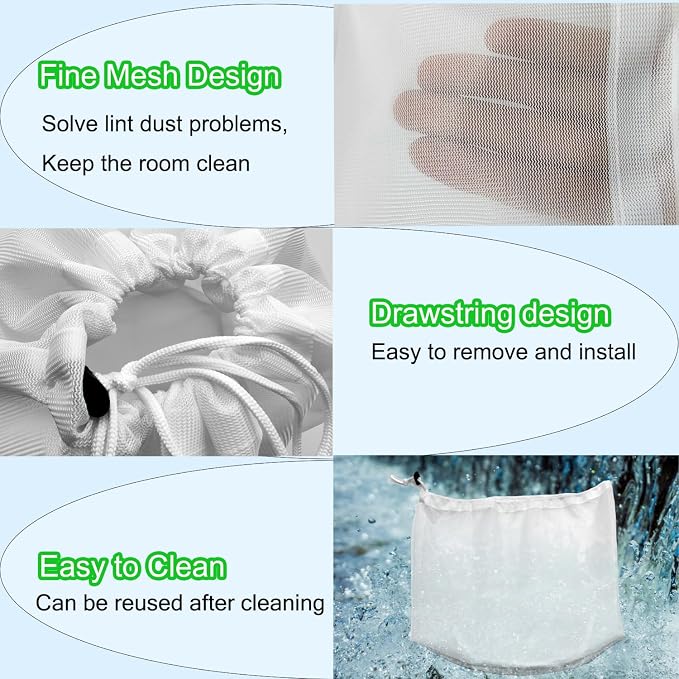 3 Pack Dryer Vent Lint Catcher Bags White - Image 3