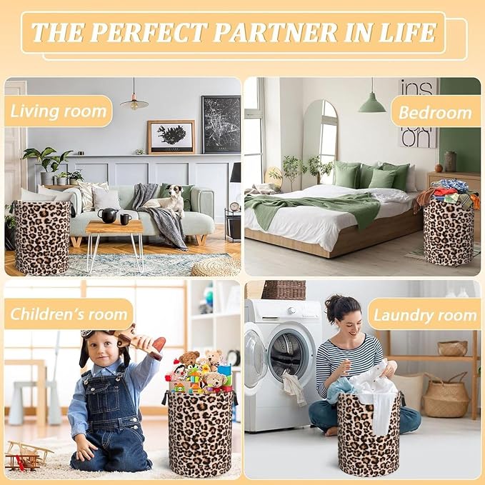 Cheetah Leopard Print Animal Skin Laundry Hamper Bag - Image 7