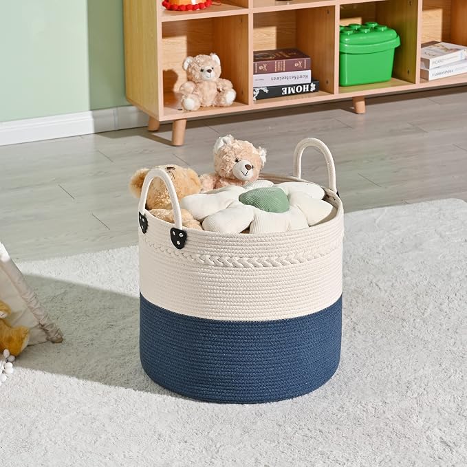 KAKAMAY Large Blanket Basket, Woven Baby Laundry Hamper - Image 7