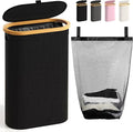 Slim Laundry Hamper with Lid, 60L Small Laundry Basket with Handles&Removable by Bathola