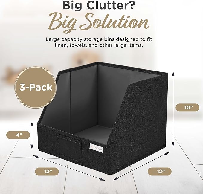 Trapezoid Closet Bins for Shelves – 12x12x10 Fabric Storage Baskets, - Image 4