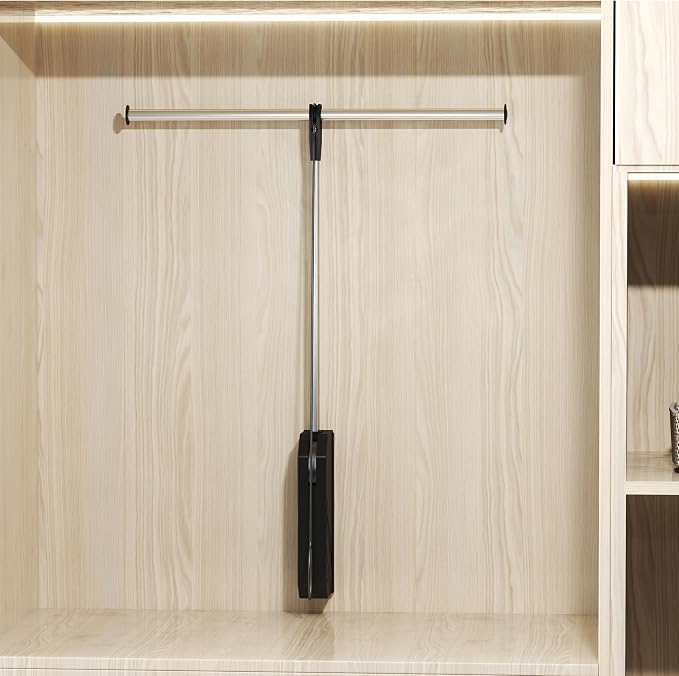 Pull Down Closet Rod- 26 Inch Closet Valet Rod Heavy-Duty Wall/Back Mounted by bimiti