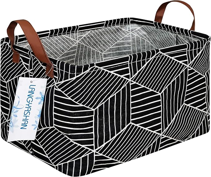 LANGYASHAN Rectangular Storage Bin Collapse Canvas Fabric Cartoon Storage Basket by LANGYASHAN