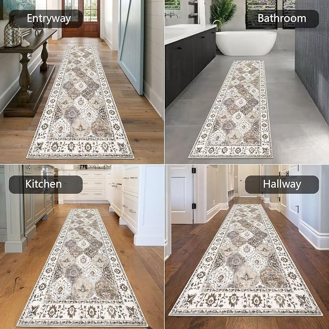 HEBE Hallway Runner Rug 2'8''x8' Washable Vintage Distressed Area Rugs Non Slip - Image 4