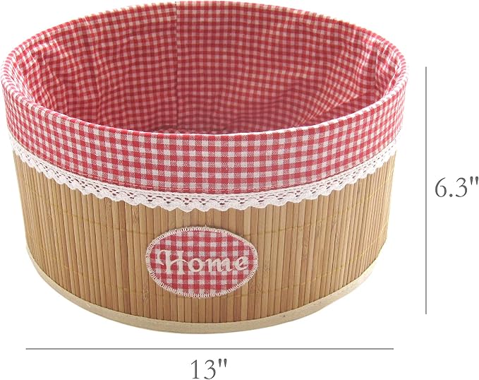 FixtureDisplays Laundry Hamper Bamboo Round Wicker Clothes Bin Basket Storage - Image 5