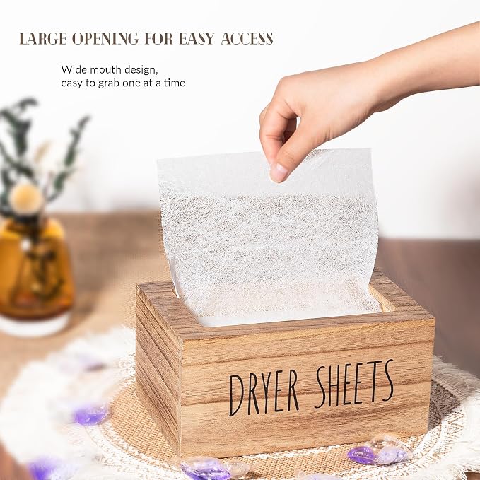 zoocatia Laundry Room Decor Dryer Sheet Container Wood Detergent Dispenser - Image 2