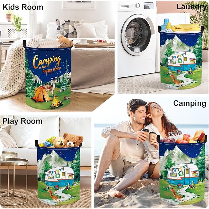 Night Camping Laundry Hamper Picnic Large Storage Basket Bonfire Collapsible - Image 7