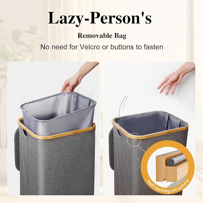 Large Laundry Hamper, 75L Waterproof Laundry Basket - Image 3