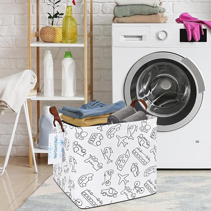 LANGYASHAN Square Storage Baskets Waterproof Canvas Children Laundry Nursery - Image 5
