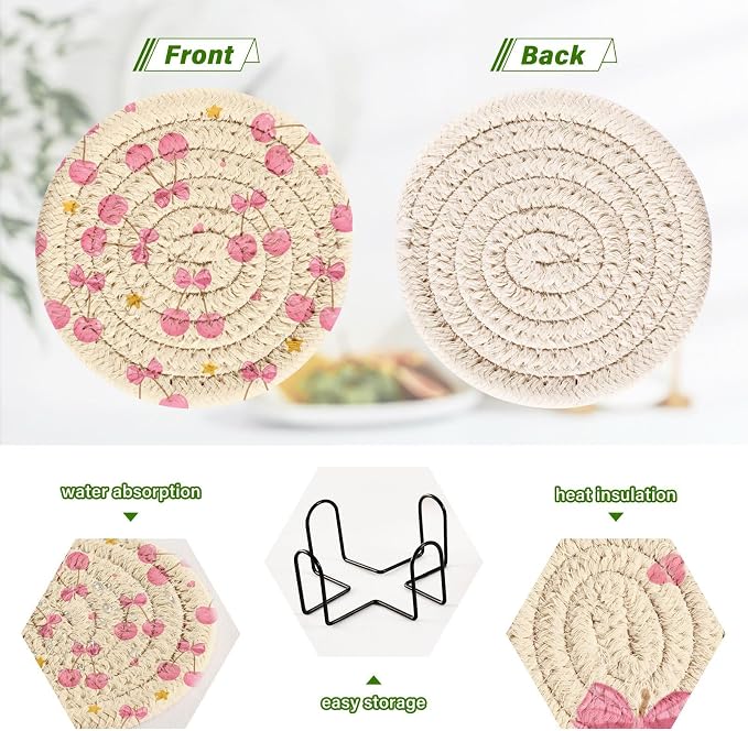 Berry Stars Coasters Set of 6 for Drinks - Image 4