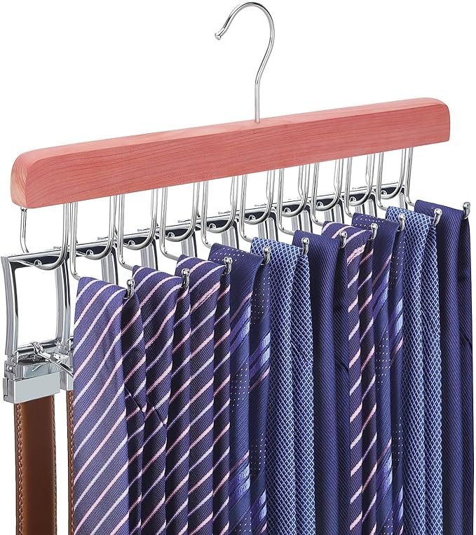 TOPIA HANGER Cedar 2 in 1 Belt Tie Hanger by TOPIAHANGER