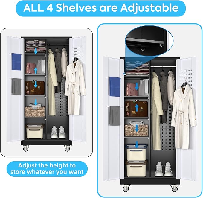 Metal Broom Closet Storage Cabinet, Garage Storage Cabinet - Image 5