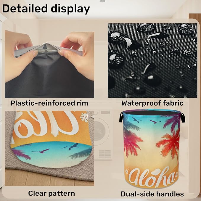 Hawaiian Sunset Foldable Canvas Laundry Basket - Image 5