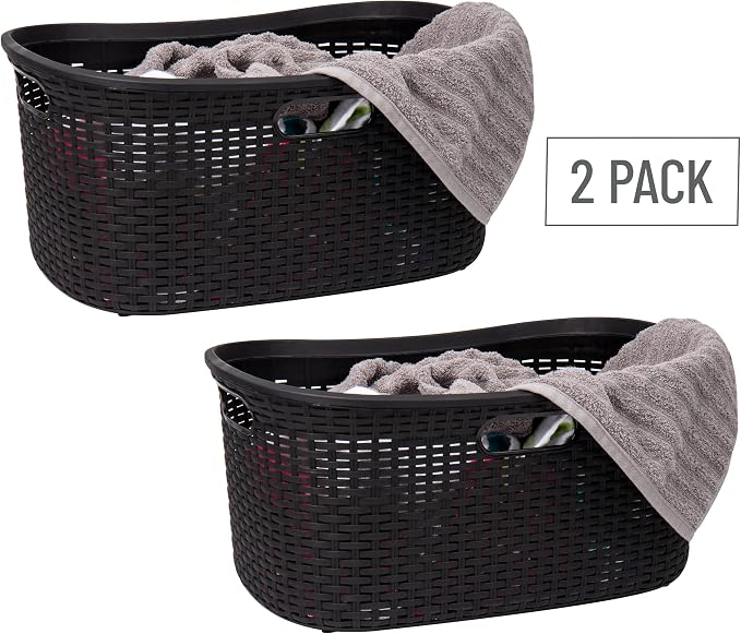 Mind Reader 40L Laundry Basket, Clothes Hamper, Premium Wicker Design - Image 7