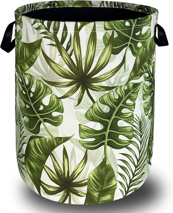 Tropical Leaves Laundry Basket Hawaii Foldable Funny Laundry Hamper Oxford by SELIONLIKN