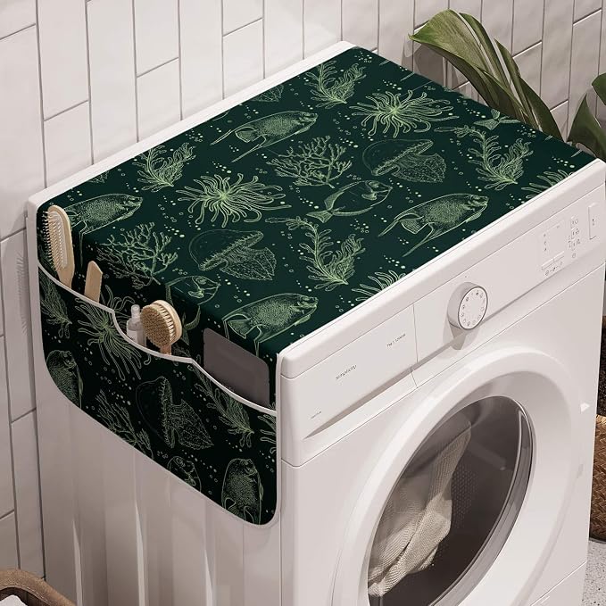 Ambesonne Nautical Washing Machine Organizer, Tropical Fish Underwater Plants by Ambesonne
