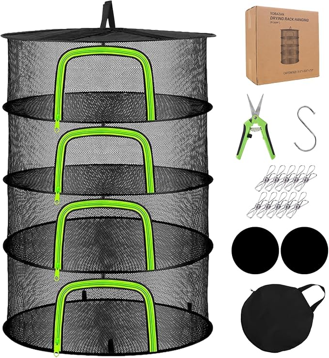 4 Layer Herb Drying Rack, Hanging Mesh Net, Foldable Plant Drying Rack by LorenzoMDC