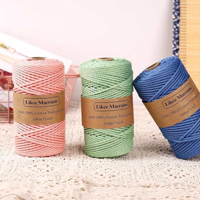 Cotton Macrame Cord 3mm x 100m, 3 Strand Twisted, Macrame Rope, Macrame String - Image 8