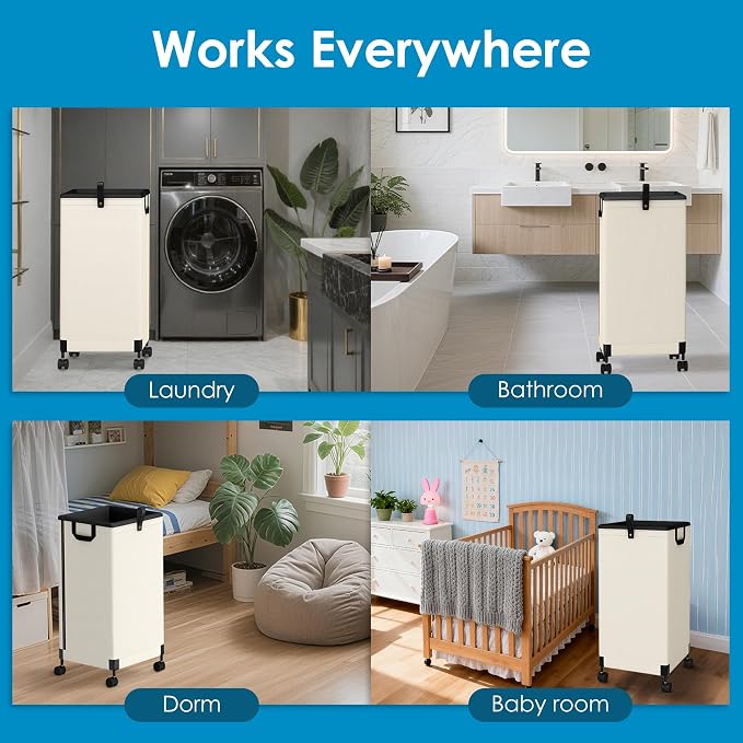 2Pcs Laundry Basket With Wheels 105L, Large Rolling Laundry Hamper With - Image 6