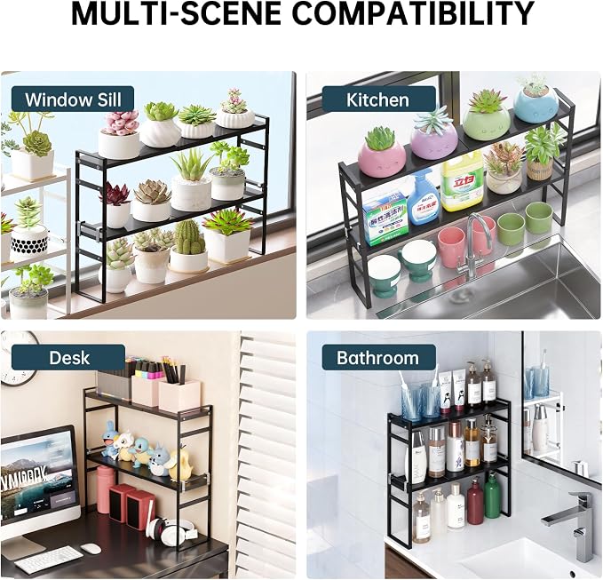 Stackable 2 Pack Expandable Narrow Tall Storage Shelf - Image 6