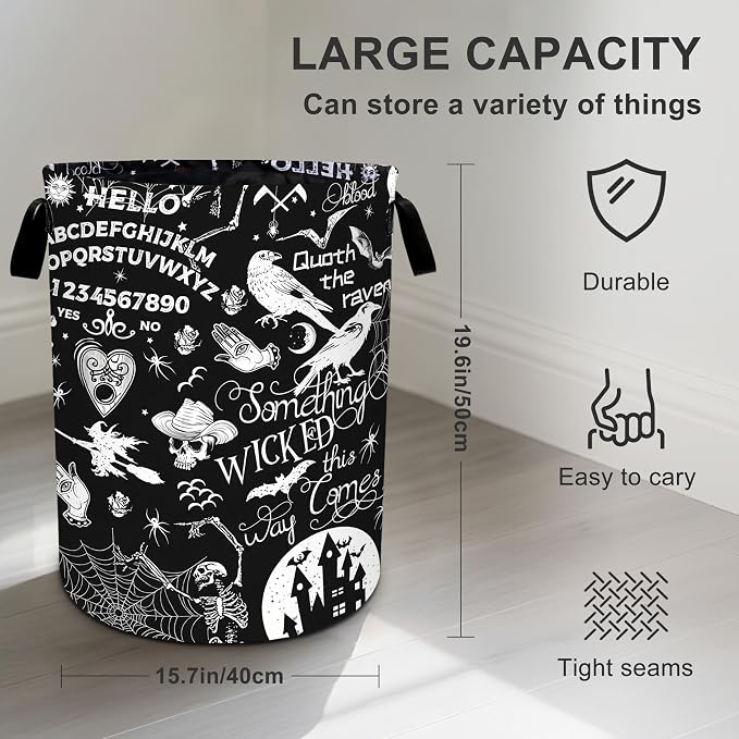 Halloween Black Laundry Basket Foldable Oxford Cloth Tote Bag Laundry Hamper - Image 3