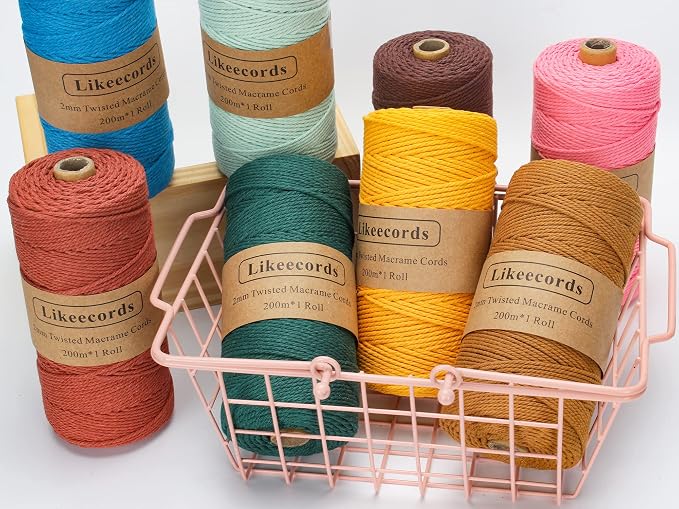 Macrame Cord, 2mm x 219yard Cotton Twine String Cord, Natural White Cotton Rope - Image 6