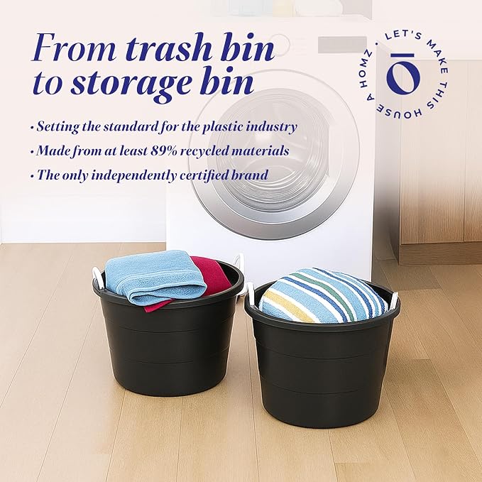 HOMZ 2-Pack Utility Tub, Large Plastic Storage Bucket - Image 7