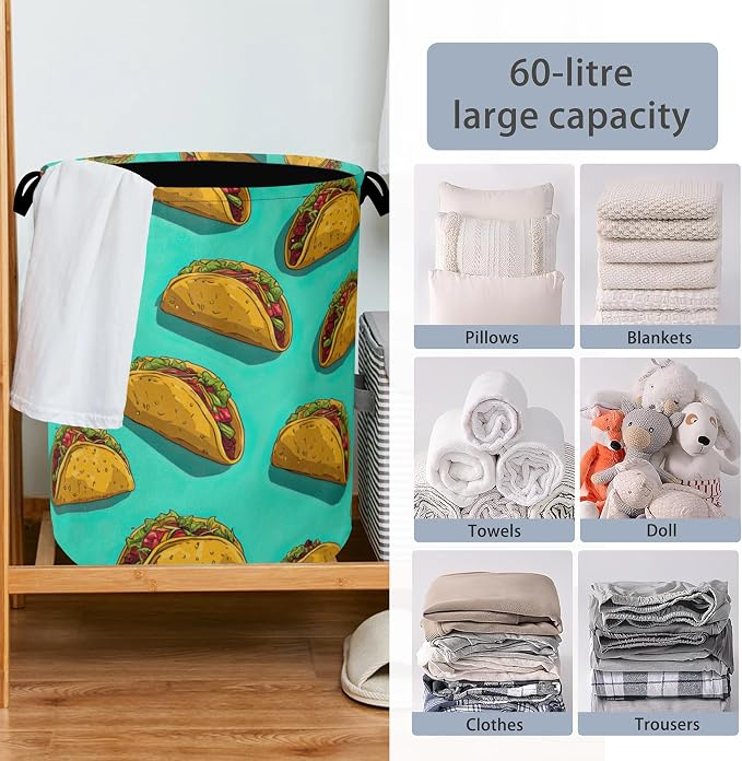 Mexican Taco Laundry Hamper, Dirty Clothes Laundry Basket - Image 6