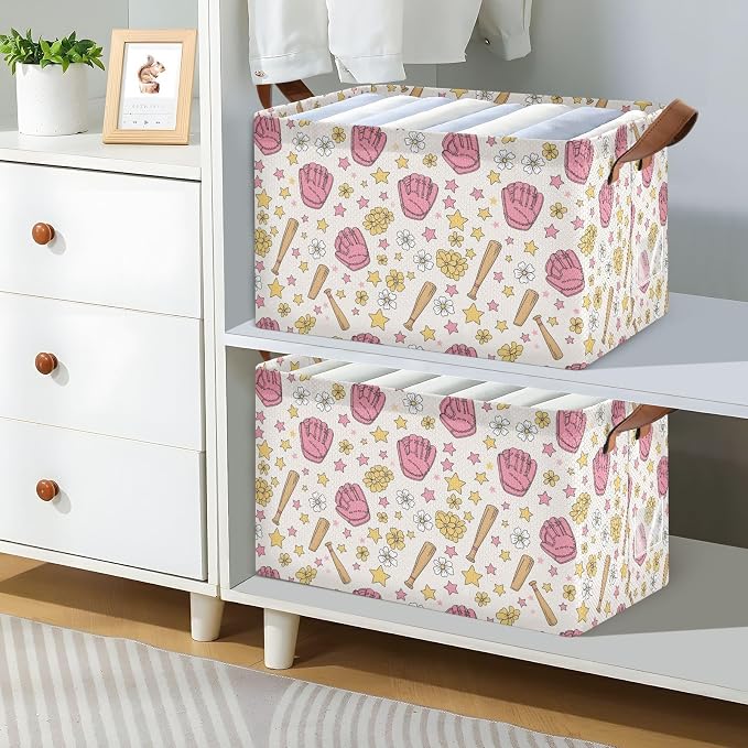 Sports Baseball Glove Storage Bins Large Baskets Boxes Foldable Fabric Storage - Image 6