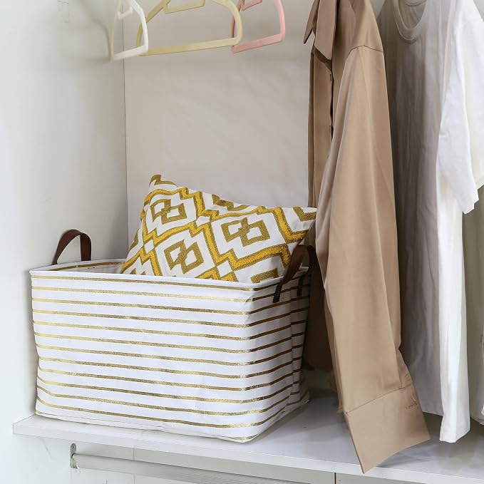 Hinwo 31L Large Storage Bins, Foldable Clothes Storage Baskets - Image 3