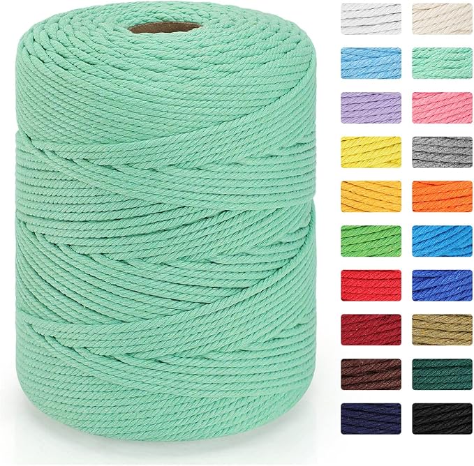 Macrame Cord 4mm x 328yd | 100% Natural Cotton Macrame Rope | 4 Strand Twisted by MacraBoho