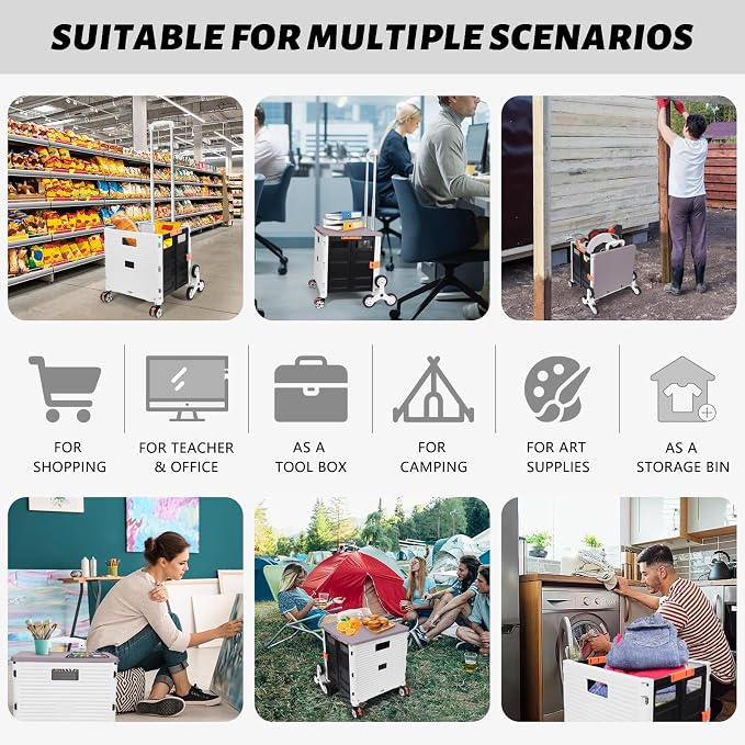 FELICON SELORSS Folding Utility Cart Portable Rolling Crate Handcart - Image 5