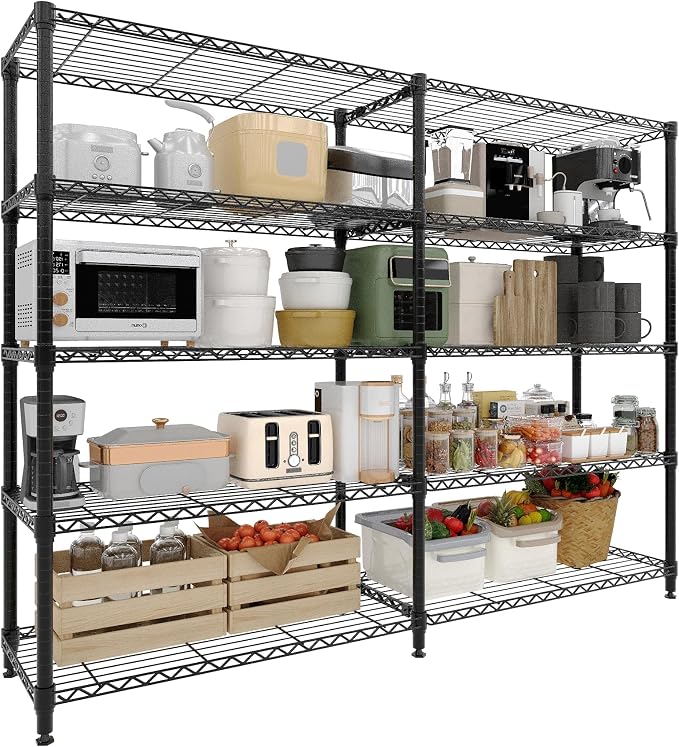 5-Tier Heavy Duty Metal Shelving Unit, Adjustable Height & Feet, Sturdy by OUTGOODS