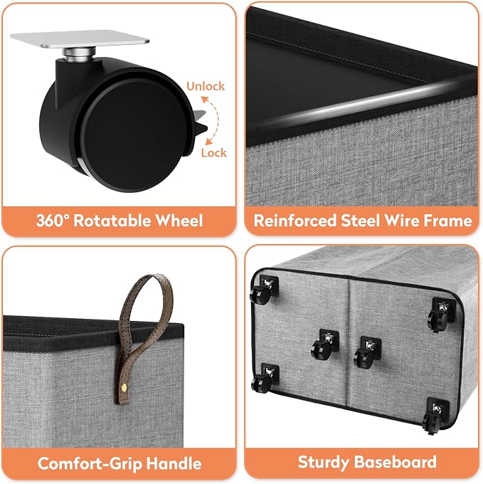 Laundry Basket with Wheels, Collapsible Laundry Baskets, Laundry Hamper with - Image 5