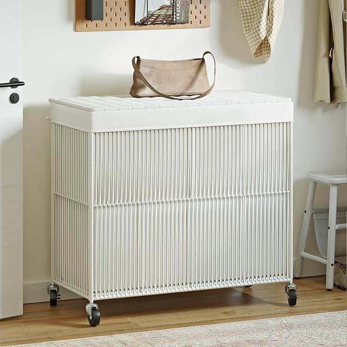 WOWLIVE Laundry Hamper with Wheels, 160L Handwoven Rolling Laundry Basket 3 - Image 3