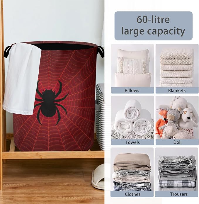 Halloween Spider Web Laundry Hamper, Dirty Clothes Laundry Basket - Image 6