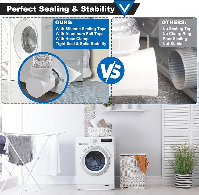 90 Degree Dryer Vent Elbow, Space Saving Connector Kit Clothes Dryers Duct Pipe - Image 7