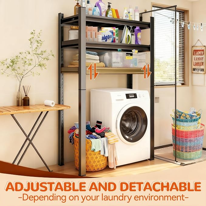 Over the Washer and Dryer Storage Shelf, Height-Adjustable Storage Shelf - Image 7