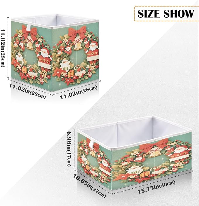 senya Large Storage Bins Wreath Two Collapsible Foldable Storage Cubes Fabric - Image 3